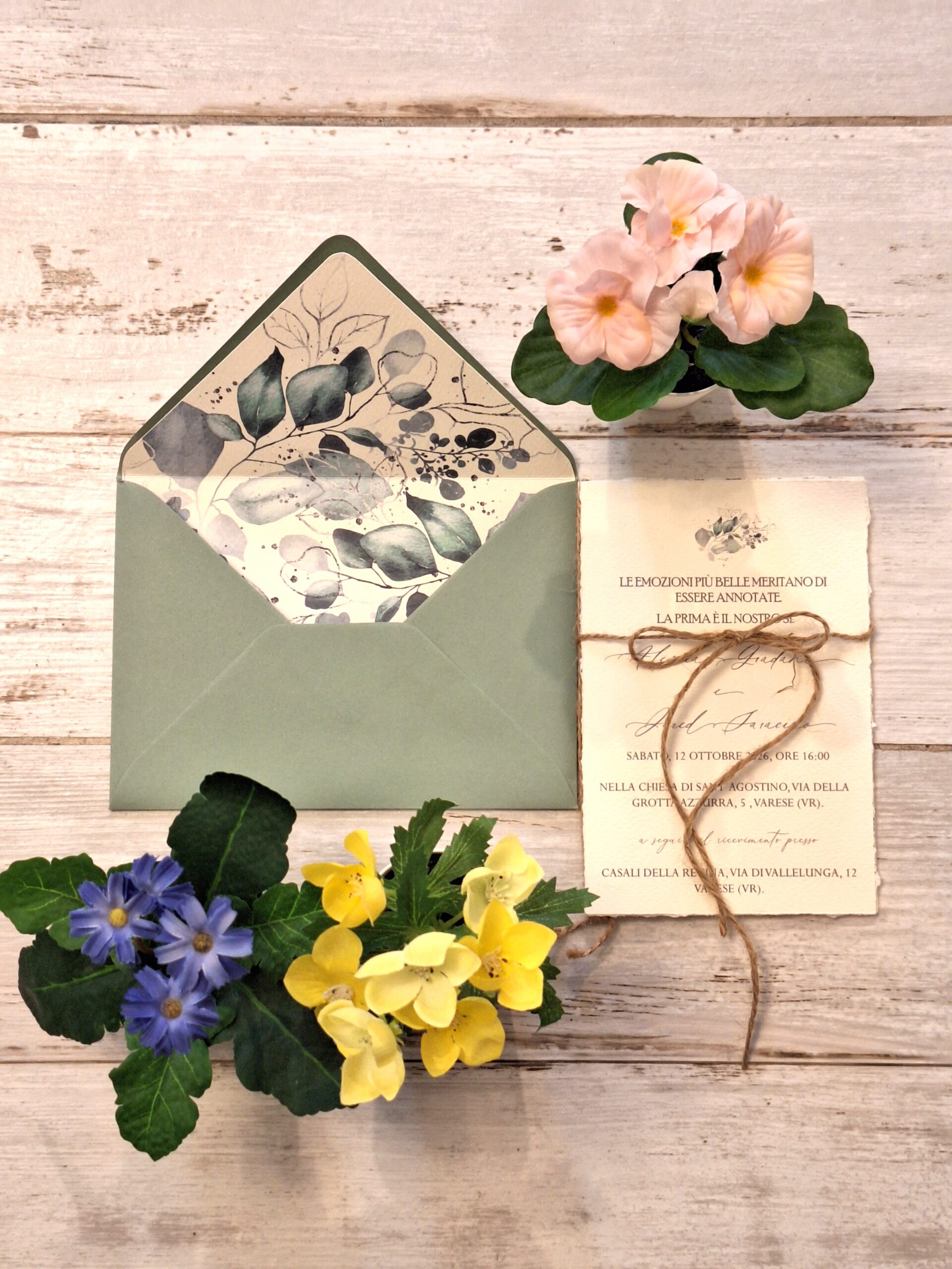 partecipazione shabby chic elegante per matrimonio romantico